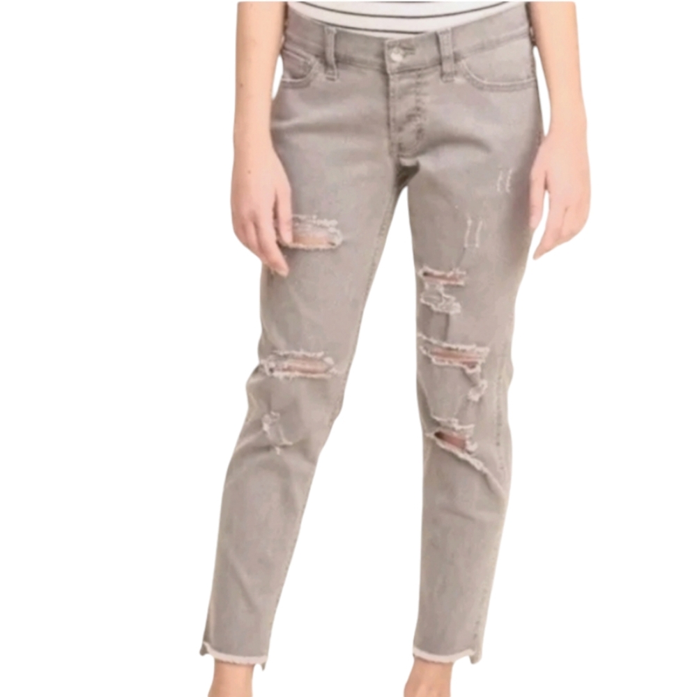 Hollister Boyfriend Distressed Grey Wash Jeans Size 9